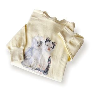 Vintage pastel yellow kitten sweatshirt